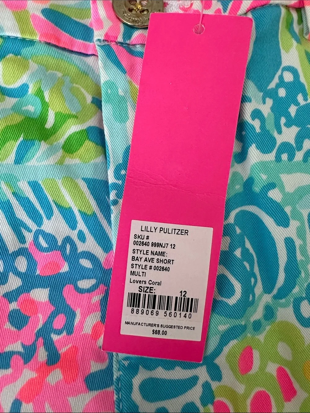 NWT, Lilly Pulitzer Lovers Coral Shorts Size 12